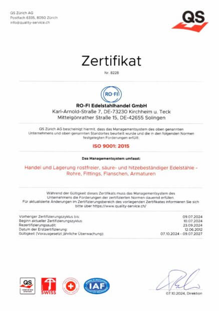 Zertifikat ISO 9001